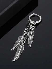 优雅羽毛耳坠 - 低致敏性不锈钢波西米亚串珠链长流苏环状耳环，朋克哥特耳环，适合男女派对和礼物 - 彩色 - 查看 3