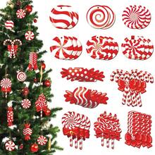 12pcs/24pcs/36pcs Christmas Candy Cane Ornaments - Red Wooden Hanging Decorations, Candy Cane, Lollipop, Mint Candy Pendants, Suitable For Christmas Tree, New Year Party, Home Decor. 12 Styles In Different Shapes Like Candy House, Lollipop, Mint Candy, Candy House Etc. These Lovely Candy Hanging Ornaments In Vibrant Red And White Colors Will Add More Christmas Atmosphere And Bring Joy And Happiness To Your Home Christmas Decorations Room Decor Winter