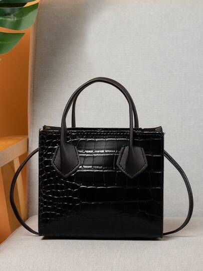 Casual Minimalist Versatile Crocodile Print Women Top Handle Bags