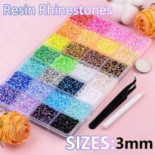 Jelly Resin Rhinestones With Tweezers For Crafting,For Bedazzling, Mixed-Color 3mm 4mm 5mm Bedazzling Crystal With B7000 Jewelry Glue For DIY Crafts Clothing Tumblers Shoes Fabric Nail Art
