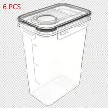 1/2/4/6/8 件谷物储存容器,67.64 盎司密封米桶,塑料透明密封罐,带倾倒口,用于谷物、面粉、坚果、零食、食品罐 - 無色 - 查看 6