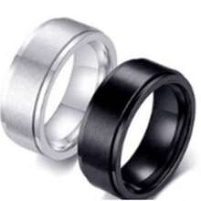 خاتم رجالي أنيق من الفولاذ المقاوم للصدأ بتشطيب مطفي، إكسسوار عصري راقي مناسب للارتداء اليومي