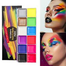 12 Colors Oil-Based Face & Body Painting Palette - Vibrant & Long-Lasting, Suitable For Adult Art Makeup, Creative Arts, Masquerade, Dance Performances, Halloween, Parties, And Cosplay - Multicolor - View 2
