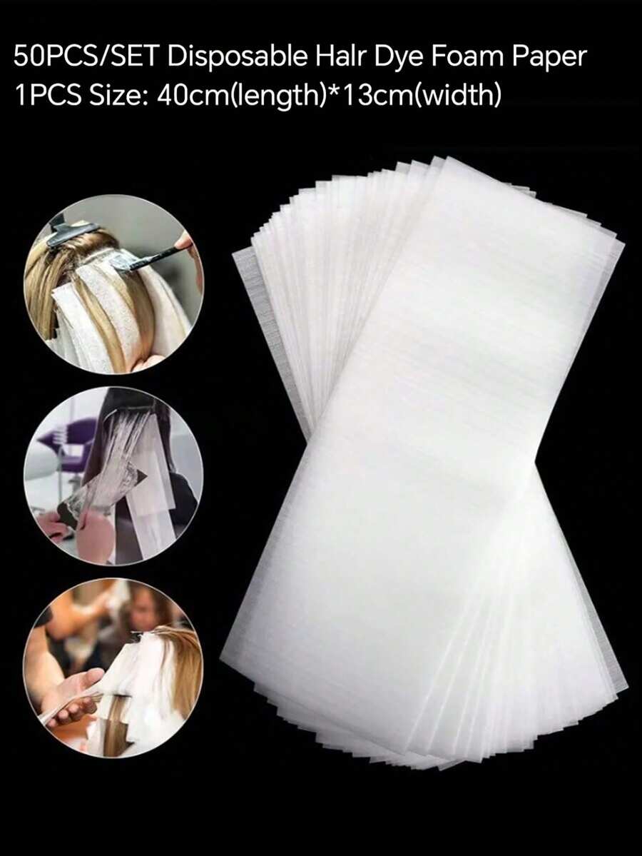 50/100pcs/Set Disposable Hair Dye Foam Paper, Professional Hair Highlighting Foil Strips - Multicolor - View 1