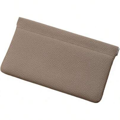 Genuine Leather Pocket Cosmetic Bag Purse,Coin Purse Lipstick Cosmetic Accessories Travel Pouch Storage Waterproof Portable No Zipper Self-Closing Small Makeup Pouch ()