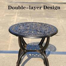 Mesa auxiliar de aluminio fundido para exteriores, redonda, pequeña, todo clima, mesa de café para patio, parque, césped, jardín (53 bronce) - Bronce de 18.5 pulgadas - Ver 10