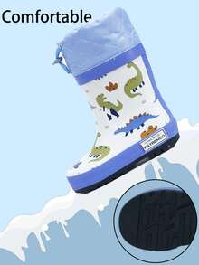 New Arrival Waterproof Boots For Boys And Girls Thermal-Lined Thick Warmth Snow Boots For Outdoor Adventures Rubber One-Piece Moulded Waterproof, Slip-Resistant And Wear-Resistant Kid's Rain Boots For Autumn And Winter Snowy Weather And Rainy Season Outdoor Play - Baby Blue - View 5