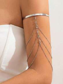 Boho Crystal Pendant Cuff Open Bangles For Women Wedding Bridal Goth Tassel Link Arm Bracelets Party Jewelry Gift - Snake-shaped Arm Ring - View 1