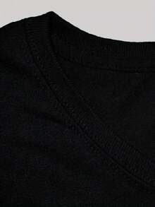 [Beach Please Neon T-Shirt] Neon Print Beach Please T-Shirt - Casual Crew Neck, Short Sleeve Top With Palm Tree Design For Spring, Summer - Black - View 3