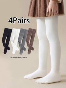 1pc Thermal Lined Solid Color Stirrup Tights For Kids, Warm And High Elasticity, Fit For Autumn/Winter, Can Be Worn As Pants - Black - View 13