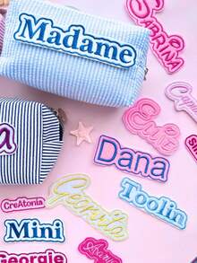 1/3/5pcs Custom Embroidered Name Patches – Personalized Iron On / Sew On Fabric Patch 3-6 Inch, Stylish Letter Embroidery Badge For Jackets, Hats, Backpacks, DIY Clothing Decorations, Unique Gifts For Mother's Day, Birthday, Graduation & Christmas - Multicolor - View 3