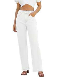 Jeans High Waisted Straight Leg Loose Jeanshalloween - 白色 - 查看 1