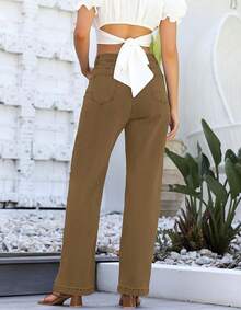 Jeans High Waisted Straight Leg Loose Jeanshalloween - Coffee - View 6
