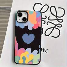 Estuches de teléfono de imitación con agujeros grandes con patrones de corazones y cubiertas protectoras, compatibles con las series 16 Pro, 16, 15 Pro, 14, 14 Plus/14 Pro, 13, 13 Pro, 12 Pro y 11/11 Pro. Presenta Cumpleaños Y Celebraciones. - Negro - Ver 6