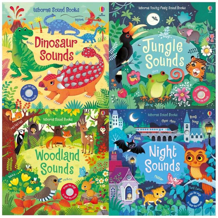 Usborne Sound Books Series 1 Collection 4 Books Set Jungle, Dinosaur, Woodland, Night - White - View 2