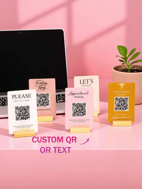 1 PC Custom Social Media QR Code Logo, Personalized Social Media Plaque, QR Code Logo, Beauty Logo, Business Logo, Payment Logo, Salon Logo, Acrylic Material With Wooden Base, Commercial Logo, Salon Logo, Menu, Price List, Stylish, Simple, Unique And Elegant, Suitable For Various Business Occasions, Can Also Be Used As Personalized Gifts.