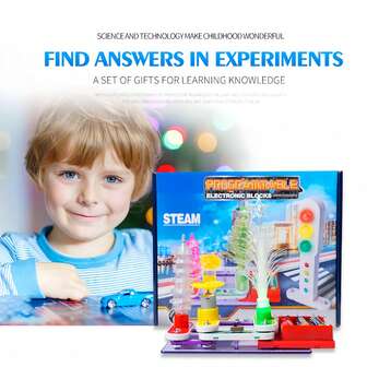 1 件儿童可编程电子积木套装，适用于万圣节和圣诞节，学习电路，提高创新能力，激发想象力，ABS 和铜材质，易于学习电子产品，激发科学兴趣，增强动手能力，开发智力，培养创造力（不含电池）