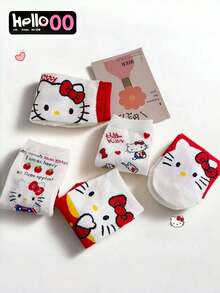 Sanrio 5 Pairs Of Women's Cute Tk Cat Comfortable Short Socks All-Match Anime Cartoon Women's Personalized Japanese Sweet Tassel Socks Soft, Beautiful And Comfortable Daily Use Stockings And Socks Are Great Travel Accessories For Outdoor Wear And Also Gifts For Friends And Couples(Due To The Lighting And Angle When Shooting, The Actual Product May Have A Slight Color Difference From The Picture)