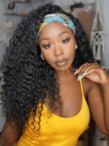 Headband Wig Human Hair Deep Wave 34 Inch Human Hair Headband Wig Glueless Curly Hair Human Hair Wigs None Lace Front Wigs Human Hair For Women Human Hair Natural Color - Natural Black - 查看 1