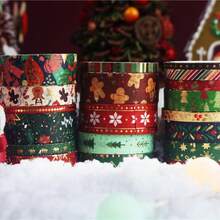 Set de 21 rollos de cintas decorativas navideñas con temas de Navidad, cintas vintage para envolver regalos, manualidades DIY.