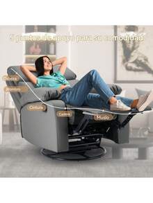 Sillones Individuales Reclinable Modernos Para Recamara - Gris - Ver 3