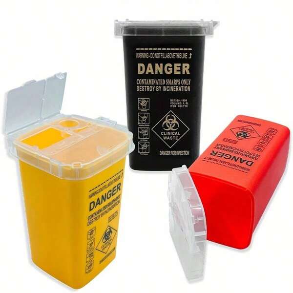 Conjunto de 1/3 Coletor de Afiadores, Caixa para Lâminas Preta/Amarela, Recipiente para Afiador, Caixa de Descarte de Afiadores, Caixa para Descarte de Agulhas de Tatuagem, Prática, Presente de Natal, Tatuagem, Ferramenta Simples para o Público em Geral e Tatuadores. Acessórios para Quarto, Adequado para Descarte Profissional de Agulhas Pequenas e Perfurocortantes e Recipiente para Descarte de Agulhas de Tatuagem, Perfeito para Casa, Estúdio de Tatuagem, Bordados e Barbearias.