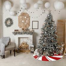 1 件圣诞树裙拐杖糖设计 - 单面印花，节日派对装饰，带安全系带，多功能材质，适合大多数树木 - 有 75 厘米、90 厘米和 120 厘米尺寸可供选择 - 彩色 - 查看 8