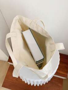 Sac de courses à motif végétal simple, sac de livre de style Ins, sac fourre-tout à motif de feuilles pour le trajet, sac de courses de style frais, sac de rangement pliable, léger et grande capacité, sac de livre de style littéraire, sac de voyage, sac de cabine - Multicolore - Voir 8