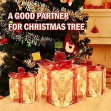 3-Piece Illuminated Christmas Gift Box - Plastic Lighted Holiday Decor With Red Bow, 3 AA Battery Powered (Batteries Not Included) Christmas Indoor Fairy Lights, Nursery Night Light, Holiday Decoration For Halloween/Christmas Christmas Decoration XMAS Decor Christmas Tree Gift Decor Thanksgiving Wedding Home Decor Home Decor Fall Decor Autumn Decor Birthday Decorations For Gifts Party Supplies Indoor Outdoor Garden Holiday Festival Decor Halloween Decor Wall Decor Halloween Ornamentschristmas Decoration XMAS Decor Christmas Tree Gift Decor Thanksgiving Wedding Home Decor Home Decor Fall Decor Autumn Decor Birthday Decorations For Gifts Party Supplies Indoor Outdoor Garden Holiday Festival Decor Halloween Decor Wall Decor Halloween Ornaments