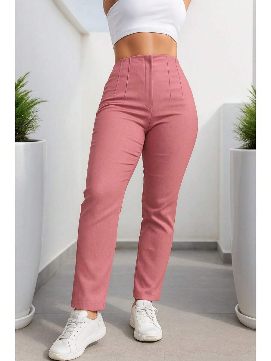 Stretch Pleated Trousers For Women - 淺粉色 - 查看 1