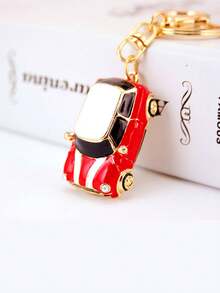 3D Cute Beetle Car Keychain With Rhinestone Detail, Metal Miniature Car Model Keyring, Perfect Car Accessories Gift For Auto Enthusiast, Stylish Decorative Charm - Multicolor - View 3