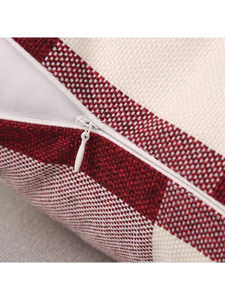 1pc Classic Plaid Linen Decorative Pillow Cover, Autumn & Winter Living Room Sofa Cushion Case
