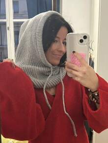 OBOVAY 1件/2件装 女士灰色抽绳仿领羊毛拉法帽 户外滑雪保暖针织面颈防护面罩帽 适合冬季防寒，颜色和款式随机，圣诞礼物 - 淺灰色 - 查看 9