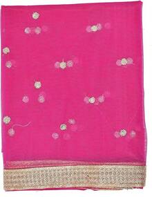 Woman's Embellished Net Dupatta Scarf Shawl Wrap Soft Bridal Wedding - Deep Pink - 查看 5