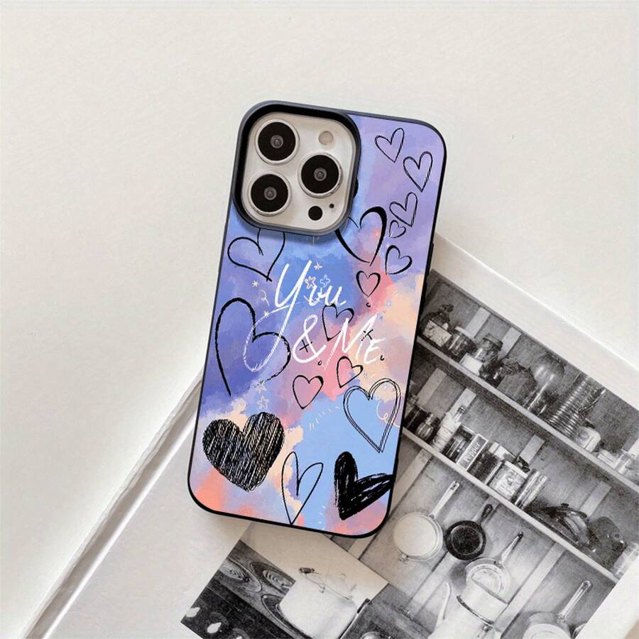 Fundas y carcasas protectoras con diseño de corazón y orificios grandes, compatibles con phone 16 Pro Max, 16, 15 Pro, 14, 14 Plus/14 Pro Max, 13, 13 Pro, 12 Pro, 11/11 Pro. Regalos para cumpleaños y festivales - Negro - Ver 1