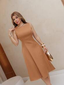 Women's Casual Dress / Summer Fashion / Comfortable Style / Elegant / Party / DD099 - 卡其色 - 查看 4