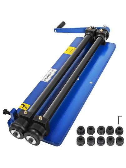 1 juego de roladoras de chapa de 45 cm, roladora multifuncional, perfiladora, roladora de chapa, dobladora de roladora de chapa, roladora rotativa con prácticos juegos de 6 matrices. Rodillos de alta calidad y mango ergonómico para techadores, construcción y talleres. Herramientas.