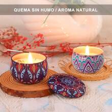 Velas Aromaticas en  Latas, Cera de Soja 100 % Pura, Aromaterapia,Alivio Del Estrés y Relajación, Adecuado para Yoga, Meditación, Navidad, Día de San Valentín - 4 colores C - Ver 11