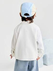 Balabala Boys Long Sleeve Shirt 2025 Autumn - Adorable Bear Print Top - Off-white - View 3