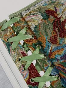 Gorset z koronką w dużym rozmiarze z kwiatowym nadrukiem, vintage, damski, na imprezę świąteczną, na Oktoberfest w Monachium, Halloween, Boże Narodzenie, Nowy Rok, Walentynki