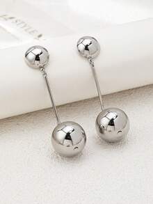 1 Pair European & American Fashion Glossy Ball Pendant Earrings, Elegant Design Stud Earrings, Versatile Jewelry For Women