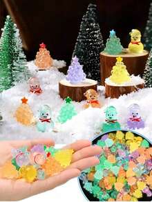 12 قطعة - تماثيل شجرة عيد الميلاد والرجل الثلجي المضيئة تضيء في الظلام، مجموعة صغيرة من أشجار عيد الميلاد والرجال الثلجيين من الراتنج، تماثيل صغيرة لزخرفة المناظر الطبيعية وطاولات الحفلات في فصل الشتاء وعيد الميلاد، ديكورات عيد الميلاد