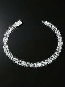 1 Set Men's Hip Hop Style Classic Full Rhinestone H-Shape Link Chain Necklace & Bracelet Set - Style a - View 15