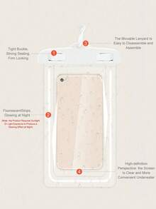 Custodia impermeabile universale - Guscio impermeabile fluorescente e luminoso compatibile con vari telefoni, borsa impermeabile per telefono, essenziale per vacanze al mare, immersioni, nuoto, custodia per telefono da spiaggia, sblocco con riconoscimento facciale touch screen, adatto per nuoto, rafting, copertura trasparente