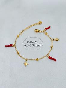 1pc Stainless Steel Star, Heart, Butterfly, Chili Charm Bracelet, Suitable For Women - Chili Bracelet - View 20
