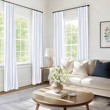 % Blackout Curtains Bedroom, 84 Inch Long Blackout Curtains, Clip Rings Linen Drapes, Thermal Insulated Room Darkening Living Room, 2 Panels - Beige, W50xL84, Bedroom Decor - 亮白 - 查看 3