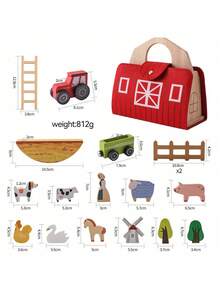 DIY Wooden Family Farm Barn Set - Includes Animals And Farmers | FSC Wood | Montessori Friendly Toys | Early Childhood Education Cognitive Animal Barn Toys, Baby Puzzle Game Farm Decorations, Fun Stacking Toys, Wooden Building Blocks Stacking, Baby Cognitive Early Education Enlightenment Toys - Barn Toys - View 6