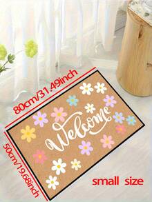 1 pieza Felpudo de bienvenida con patrón floral colorido, estilo rústico, lavable a máquina de fibra de poliéster, adecuado para sala de estar, cocina, dormitorio, entrada, decoración del hogar, decoración de la habitación, todo el año - Rosa - Ver 14