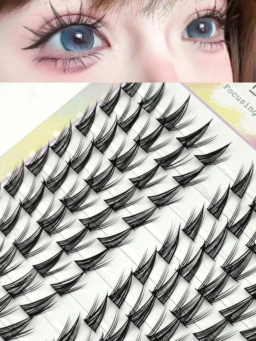 100 szt. kępek słonecznika, grube i urocze, segmentowane sztuczne rzęsy, naturalne, kreskówkowe, skręt C