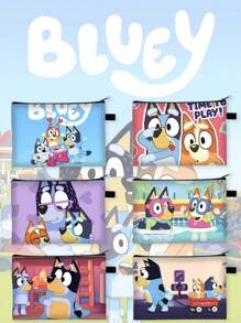 Bluey علبة أقلام وأدوات قرطاسية بتصميم الكرتون "بلوي"، علبة أقلام ذات طبقتين مزودة بسحاب، لوازم دراسية للكلية، علبة أقلام مريحة للحقيبة الظهر، حقيبة جميلة وأنيقة، حقيبة ظهر صغيرة، حقيبة ظهر كرتونية ممتعة للأطفال